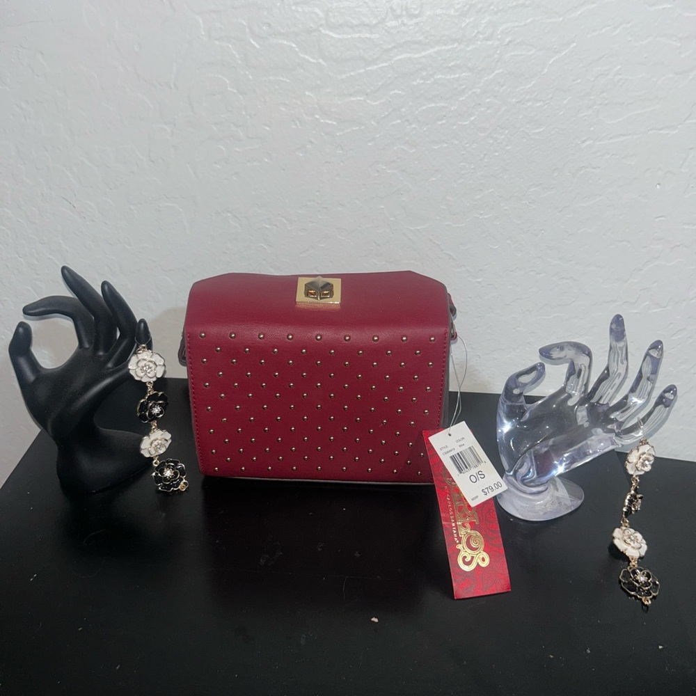 Elegant Red Studded Handbag